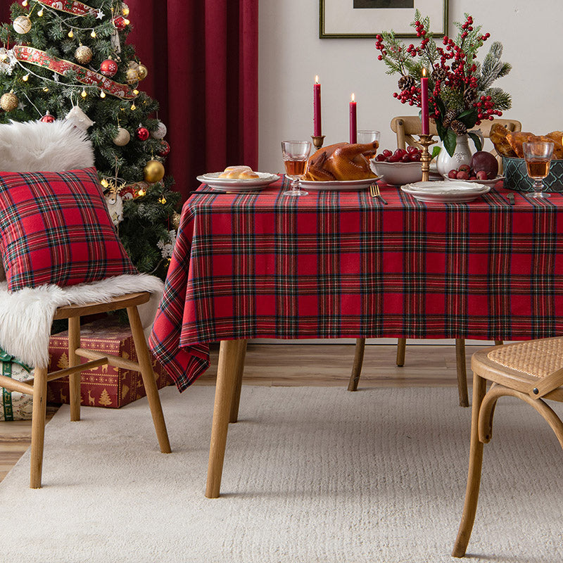 Christmas Red Simple Plaid Table Runner Hotel Coffee Table Cloth Decorative Tablecloths