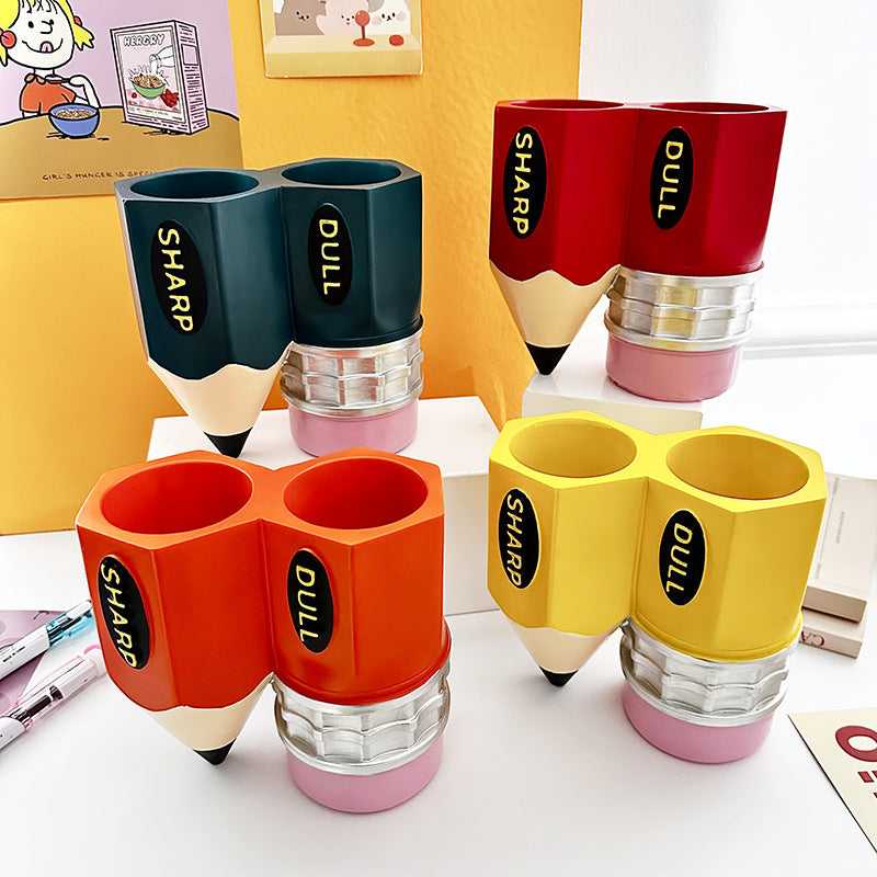 Personalized Pencil holder for primary school teachers desk sharp dull.