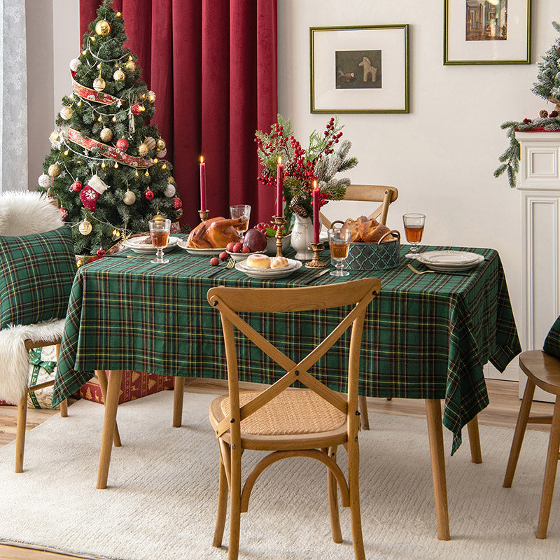 Christmas Red Simple Plaid Table Runner Hotel Coffee Table Cloth Decorative Tablecloths