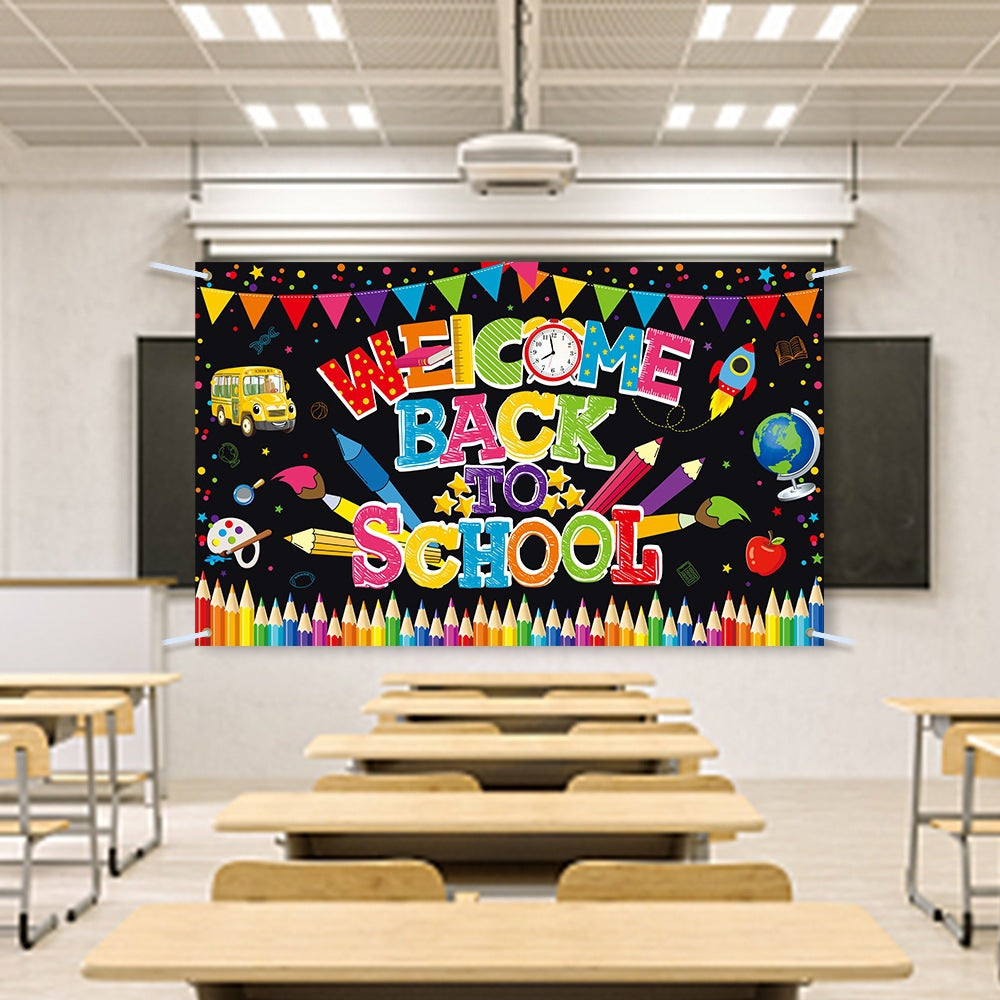 New School Season Decoration Backdrop Back to School Theme Party Background Decoration Supplies School Season Banner