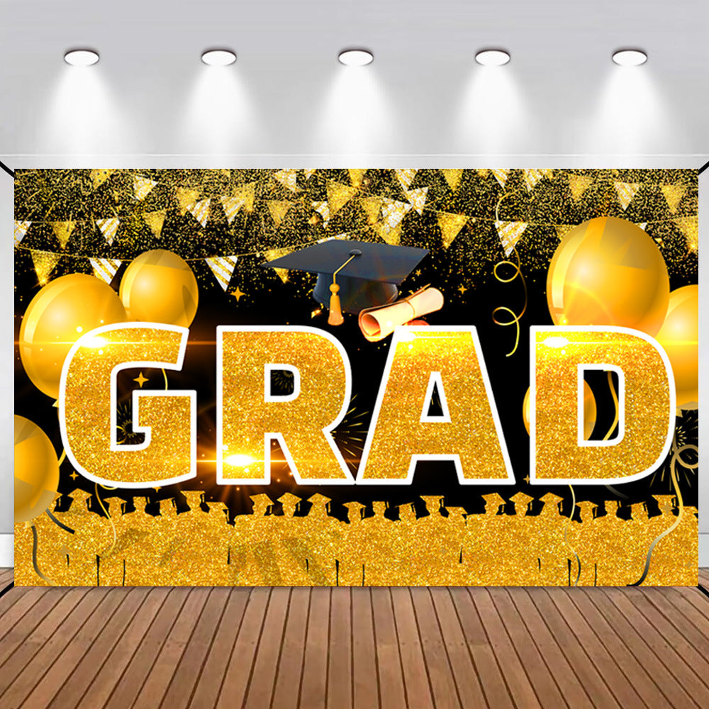 CONGRATS GRAD New Graduation Season Party Decoration Banner Hanging Flag Background Fabric