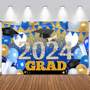 CONGRATS GRAD New Graduation Season Party Decoration Banner Hanging Flag Background Fabric