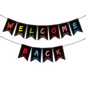 School Season Back to School Season Party Decoration Red Apple Pull Flower Colorful WELCOME BACK Pull Flag