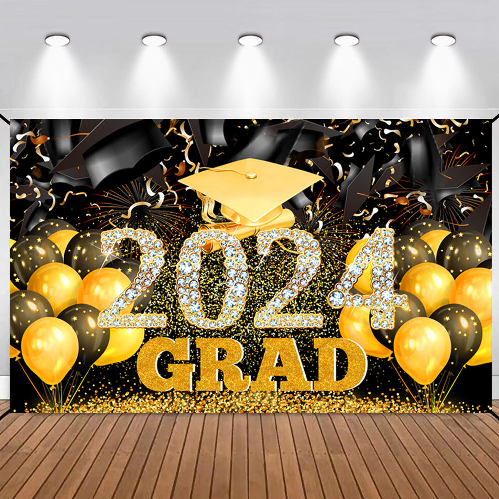 CONGRATS GRAD New Graduation Season Party Decoration Banner Hanging Flag Background Fabric