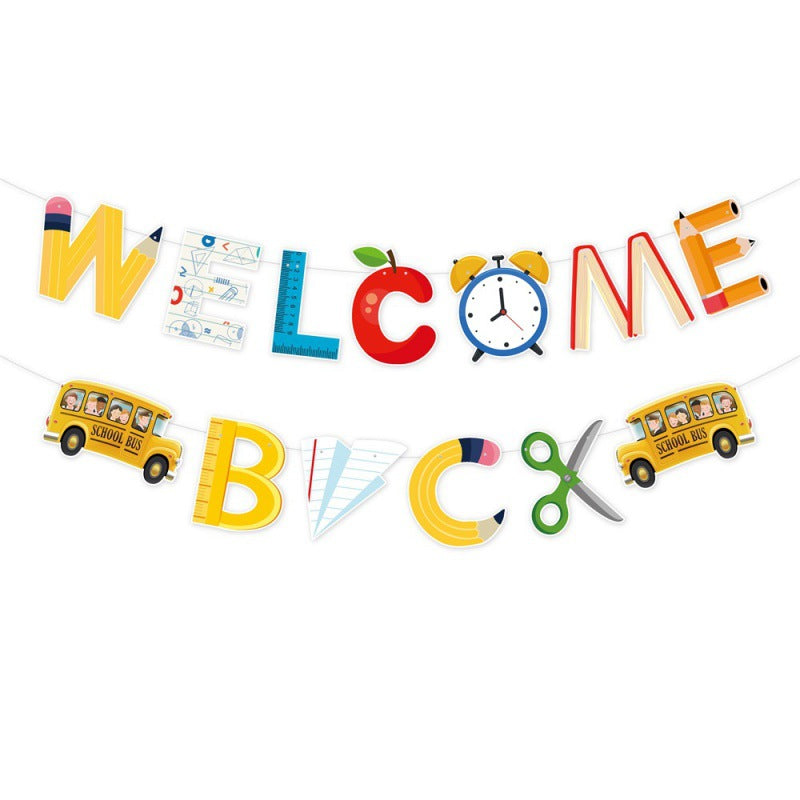 New school season party decorations pull flags pull flowers school back to school decorations pull flags welcome back to school arrangement