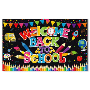 New School Season Decoration Backdrop Back to School Theme Party Background Decoration Supplies School Season Banner