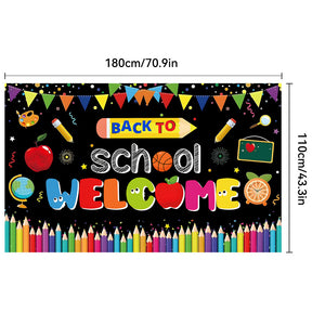 New Back to School Season Outdoor Curtain Black School Season Photo Banner Outdoor Patio Background Decoration