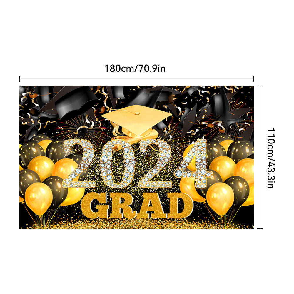 CONGRATS GRAD New Graduation Season Party Decoration Banner Hanging Flag Background Fabric