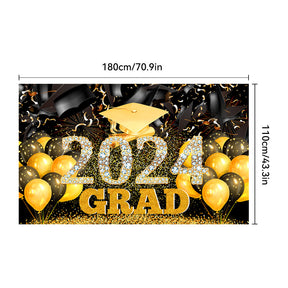 CONGRATS GRAD New Graduation Season Party Decoration Banner Hanging Flag Background Fabric