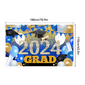 CONGRATS GRAD New Graduation Season Party Decoration Banner Hanging Flag Background Fabric