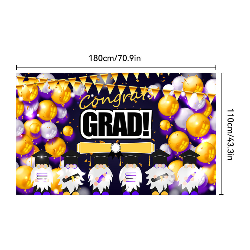 CONGRATS GRAD New Graduation Season Party Decoration Banner Hanging Flag Background Fabric