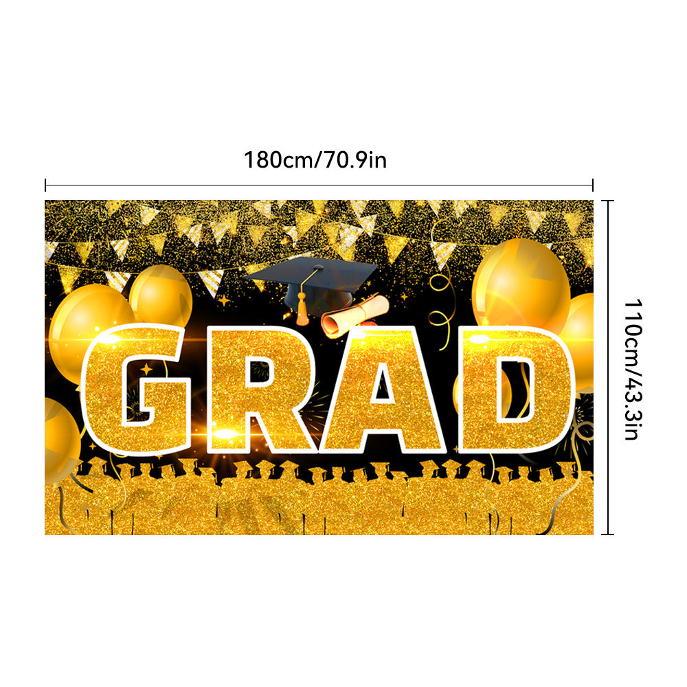 CONGRATS GRAD New Graduation Season Party Decoration Banner Hanging Flag Background Fabric