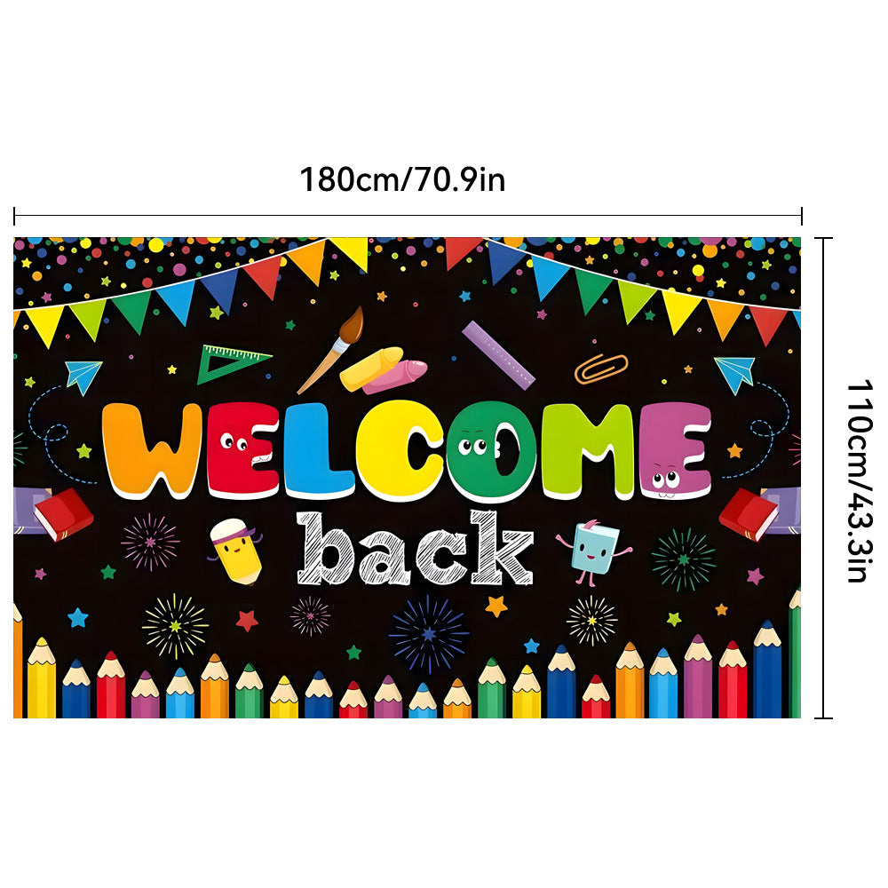 New Back to School Season Outdoor Curtain Black School Season Photo Banner Outdoor Patio Background Decoration