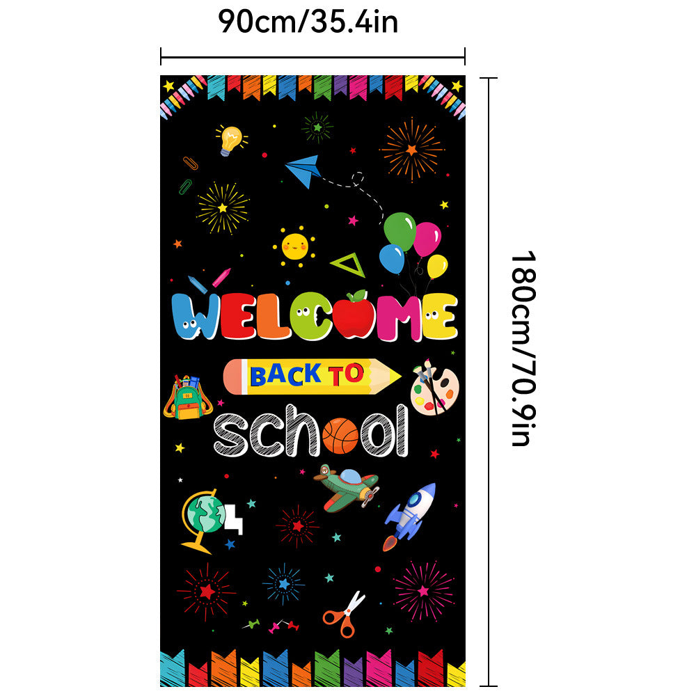 New Back to School Season Outdoor Curtain Black School Season Photo Banner Outdoor Patio Background Decoration