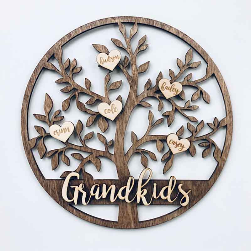 Grandkids Christmas Birthday Mothers Day Gift Family Tree Sign