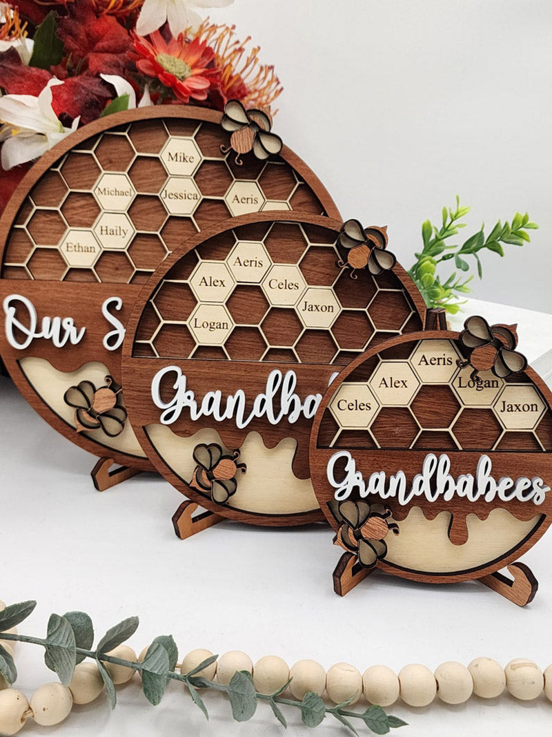 Personalized Bee Hive Family Tree Plaque Bee Family Gift For Grandma Grandbabees Sign