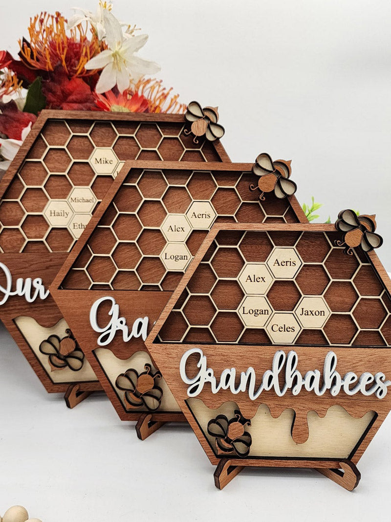 Personalized Bee Hive Family Tree Plaque Bee Family Gift For Grandma Grandbabees Sign