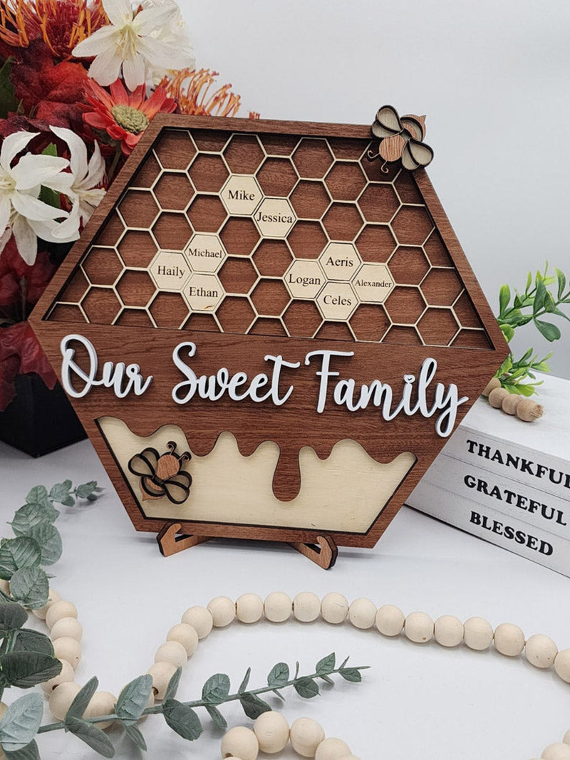 Personalized Bee Hive Family Tree Plaque Bee Family Gift For Grandma Grandbabees Sign