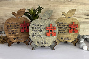 Teacher Gift, Apple, Puzzle Piece, Desktop Size, Personalized Teacher Gift