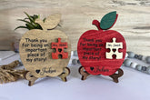 Teacher Gift, Apple, Puzzle Piece, Desktop Size, Personalized Teacher Gift