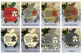 Teacher Gift, Apple, Puzzle Piece, Desktop Size, Personalized Teacher Gift