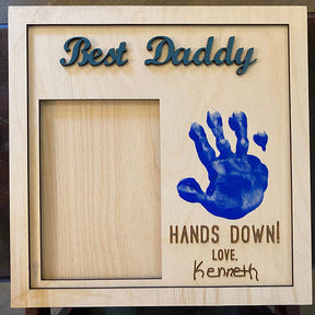 Best Daddy Hands Down wood photo frame for 4x6 photo, do-it-yourself child’s handprint, gift for dad