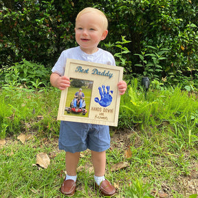 Best Daddy Hands Down wood photo frame for 4x6 photo, do-it-yourself child’s handprint, gift for dad