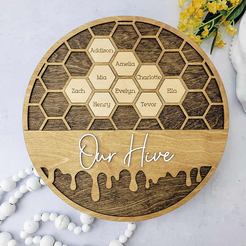 Personalized Bee Hive Family Tree Plaque Bee Family Gift For Grandma Grandbabees Sign