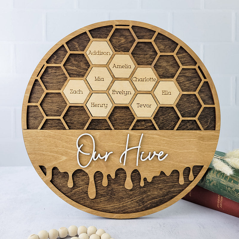 Personalized Bee Hive Family Tree Plaque Bee Family Gift For Grandma Grandbabees Sign