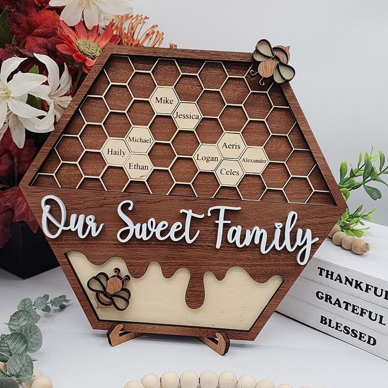 Personalized Bee Hive Family Tree Plaque Bee Family Gift For Grandma Grandbabees Sign